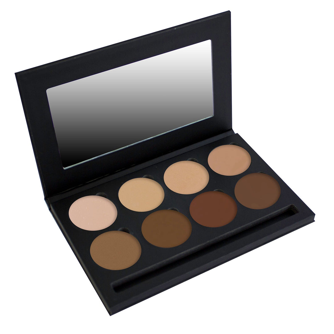 Bodyography SA Silk Cream Foundation Mini 8-Well Palette for all skin types, featuring full coverage and hyaluronic acid.