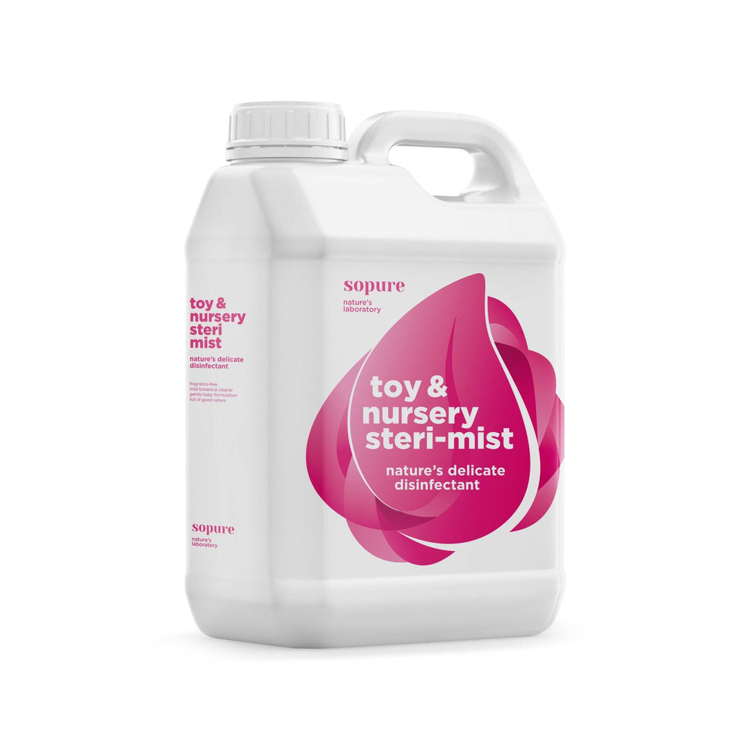 SoPure Natural Antimicrobial Toy & Nursery Sterilizer Mist in a 5-litre bottle, ideal for baby hygiene and sanitization.