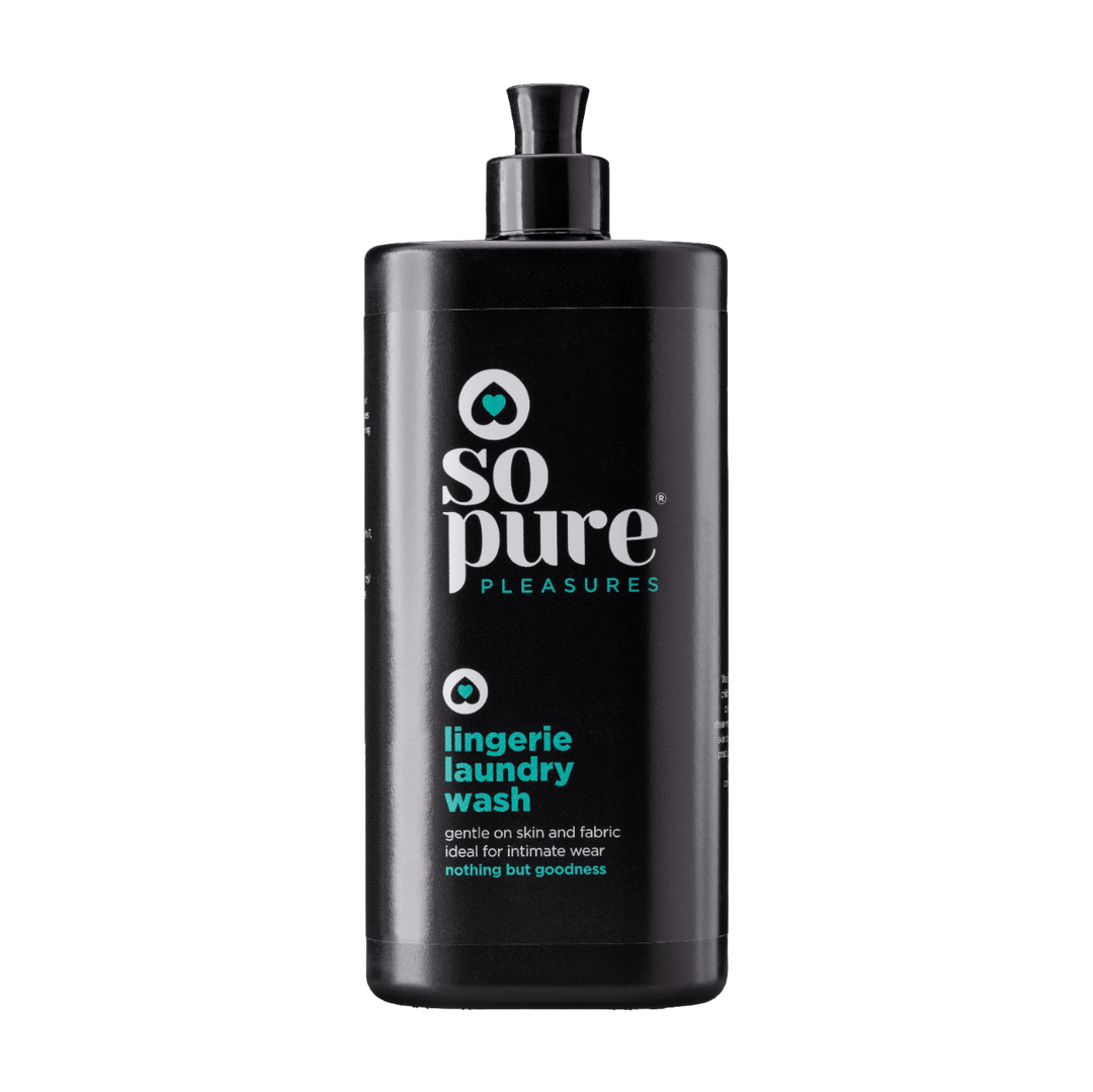 SoPure Lingerie Laundry Wash 500ml, eco-friendly delicate wash for intimate fabrics, gentle formula in a clear bottle.