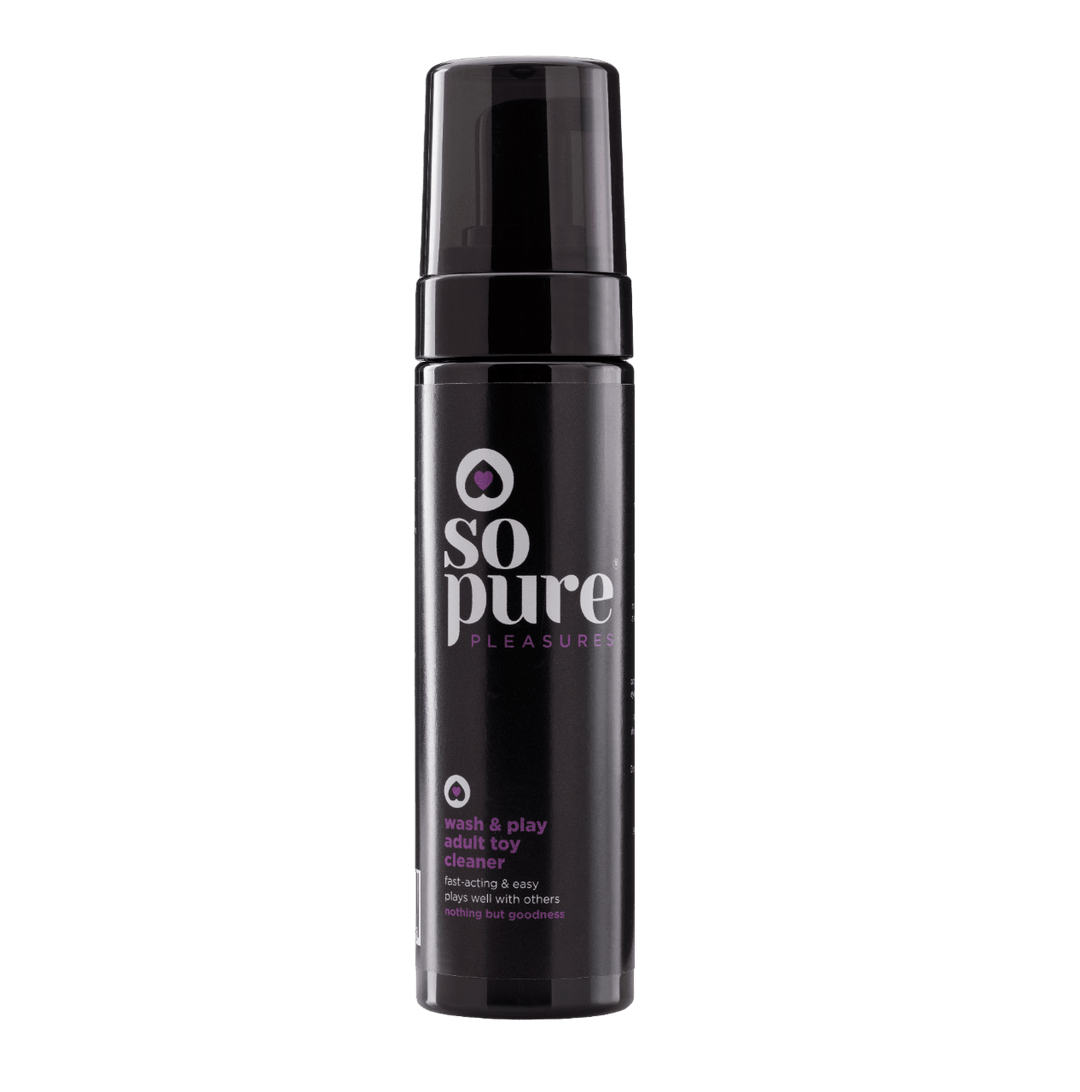 SoPure Natural Toxin-Free Adult Toy Cleaner, 200ml, fast-acting, alcohol-free, antibacterial, discreet packaging.