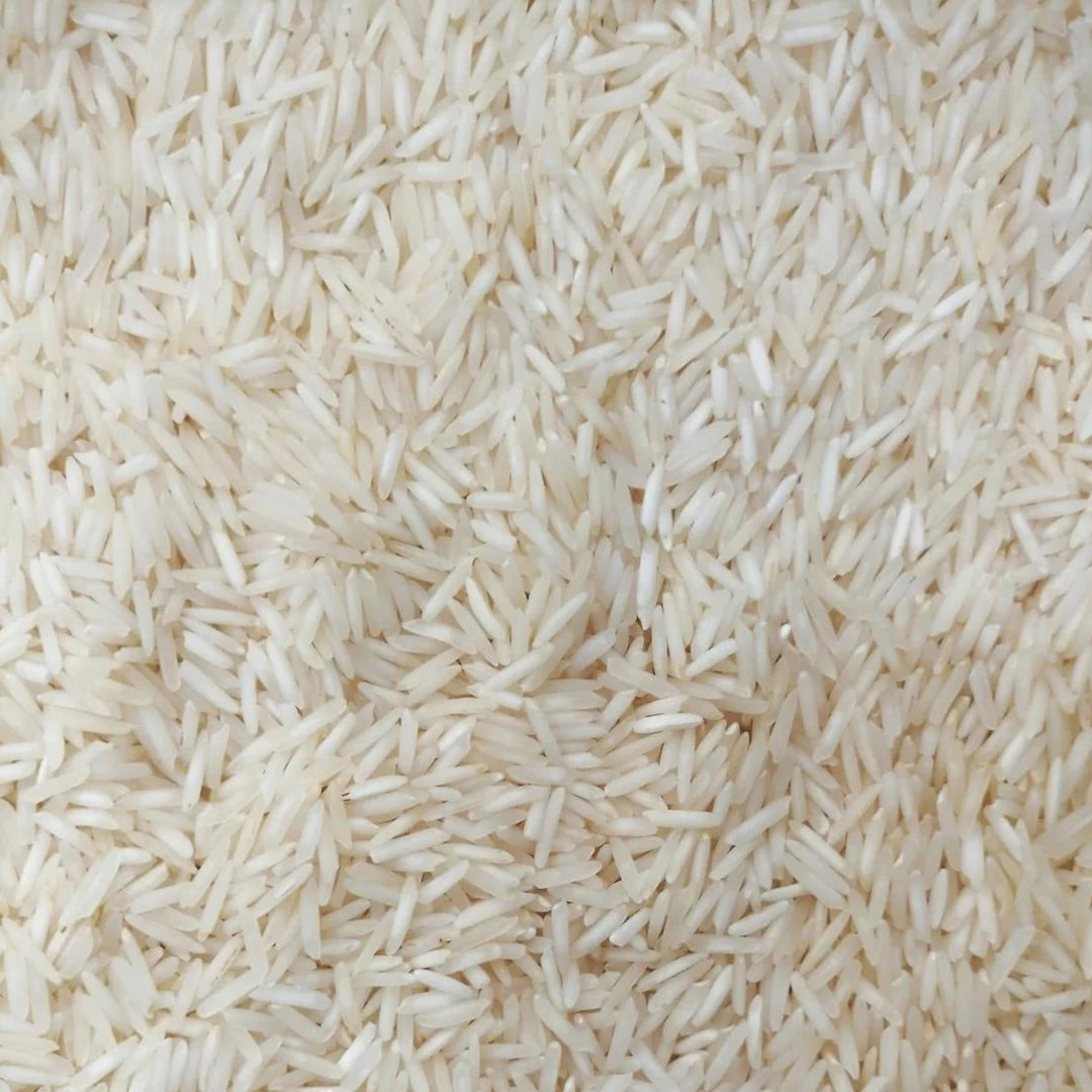 Premium long grain aromatic Basmati rice in a 1kg bag by Akalwayas, featuring aged rice for enhanced flavor
