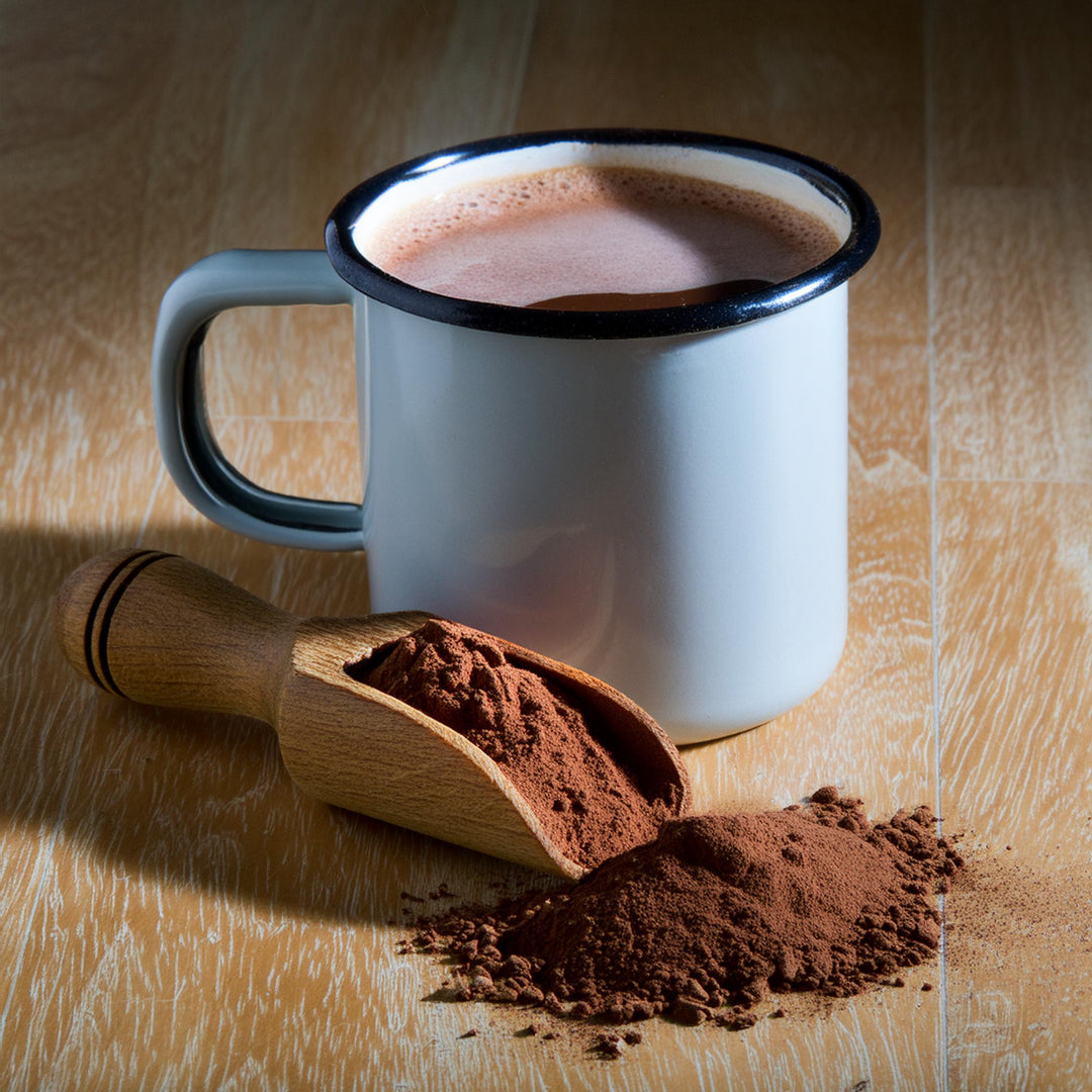 Premium unsweetened cocoa powder in a brown paper bag, MultiSnack brand, ideal for baking brownies and cakes.