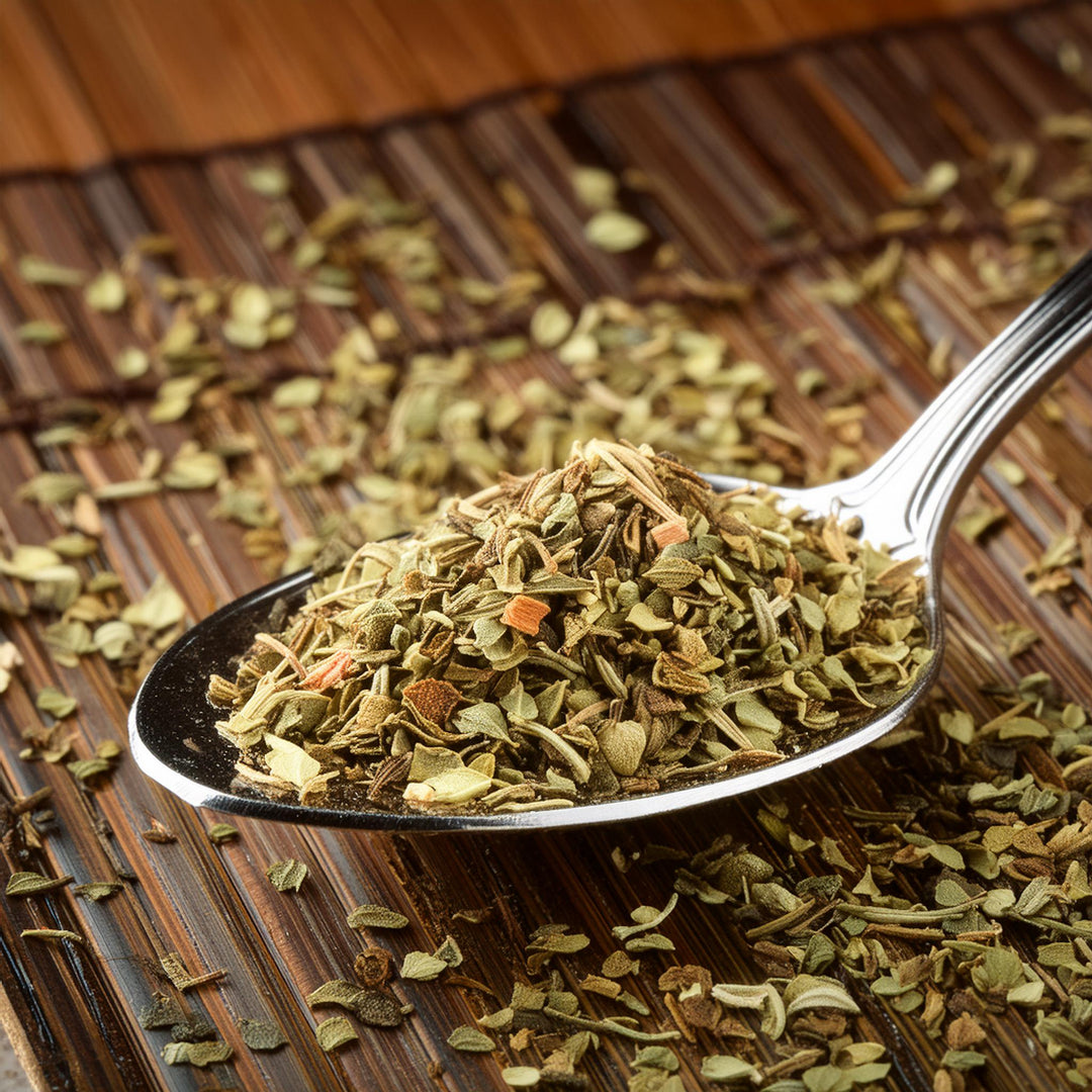 Dried oregano herb by Akalwayas in a clear package, available in 50g, 100g, and 150g sizes.