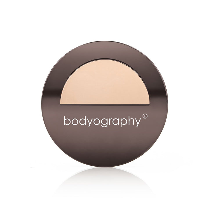 Bodyography SA Silk Cream Foundation in shade #01 Fair, showcasing a sleek glass bottle with a pump dispenser.