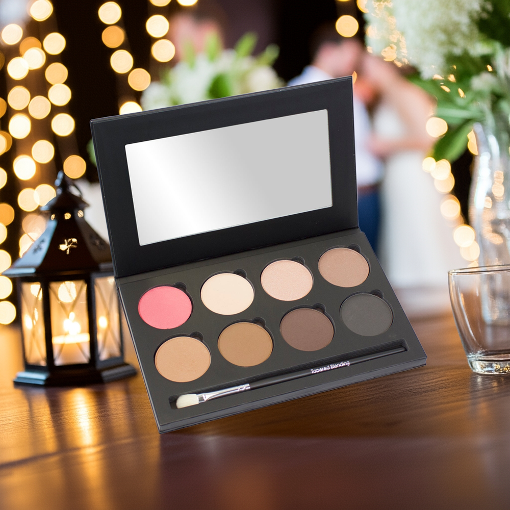 8-shade mineral eyeshadow, bronzer, and blush palette by Bodyography SA in a sleek compact design
